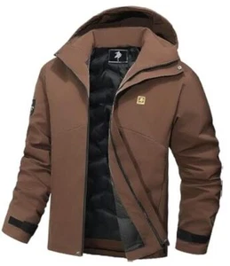 Men's Warm Winter Coats Waterproof Ski Jacket Windproof Snow Coat X-Large Brown - Picture 1 of 4