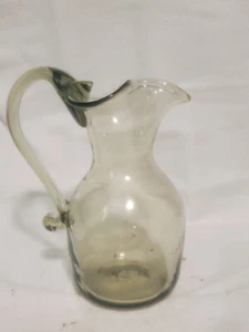 Vintage Hand-Blown Pale Green Glass Pitcher/Vase 12 Ounces - Picture 1 of 6