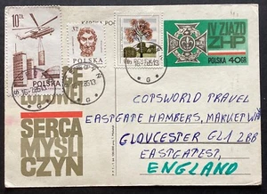 POLONIA 1966 tasa 15zt cubierta de sello múltiple de Sterling a Gloucester, Reino Unido (K1271) - Imagen 1 de 2