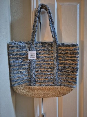 Olivia Miller Collection Denim Woven Large Tote 18x14 NWT - Image 1 of 4
