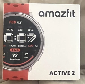 Amazfit Active 2 Smart Watch 44mmGPS Maps with Direction, Red Sport Silicone NEW - Picture 1 of 1