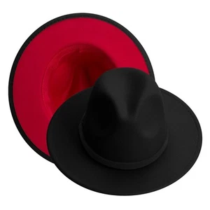 Women Men Wide Brim Fedora Hat - Picture 1 of 6