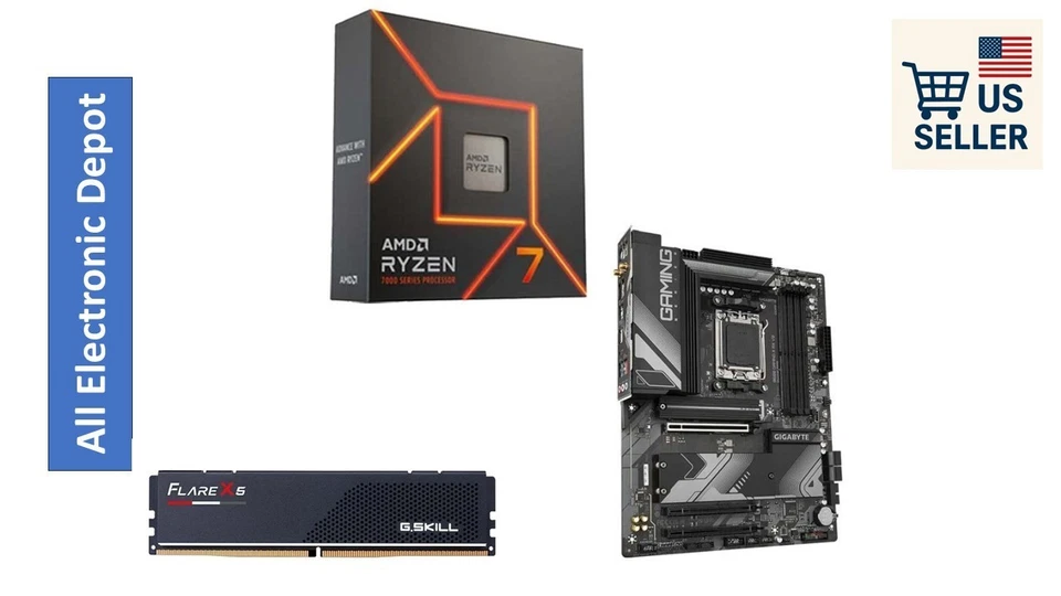 New AMD Ryzen 7 7700X Gigabyte B650 Gaming X AX v2 G.Skill 16GB DDR5 6000 - Image 1 of 1