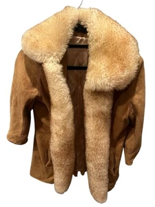 Scully Vintage 70's Leather Fur Coat Women's Size 8 Lined Glam Retro Brown - Picture 1 of 9