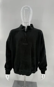 Fear Of God Essentials Half Zip Fleece Sweater Pullover Black Mens XL - Picture 1 of 13