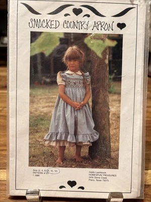 Vintage children’s smocked country apron pattern homespun treasures Size 8-12 - Image 1 of 3