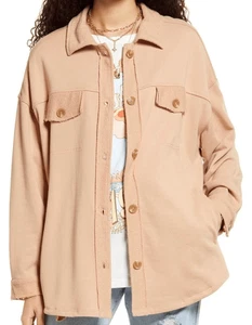 BP. Chaqueta Camisa Talla Grande Mezcla Algodón en Turrón Tostado en Nordstrom, Talla X-Pequeña - Imagen 1 de 3