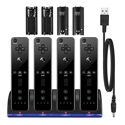 Ladegerät Aufladestation 4x 2800mAh Ladestation Batterien für Wii Fernbedienung - Bild 1 von 4