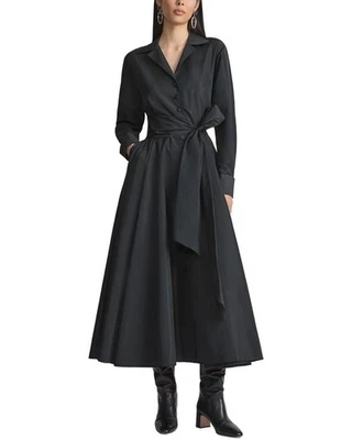 Lafayette 148 New York Notch Collar Dress Women's Black Xl - Image 1 of 4