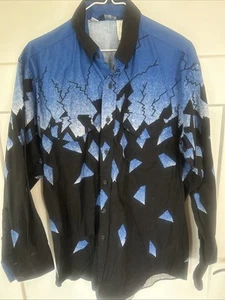 Brooks & Dunn Panhandle camicia slim blu western con bottoni rotti taglia L (16,5-35) - Foto 1 di 8