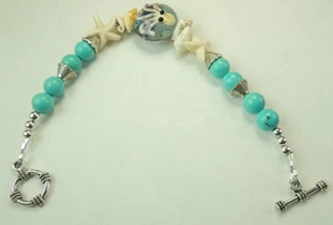 Octopus Lampwork Statement Bracelet Sea Shells Howlite Starfish  Handcrafted - Picture 1 of 1