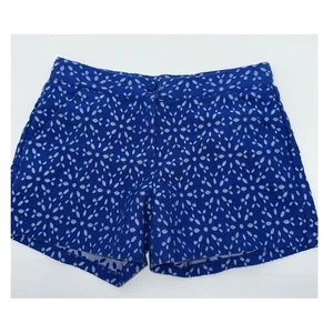 Janie and Jack Girls Blue Floral Print Adjustable Waist Shorts Size 12 - Picture 1 of 6