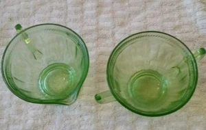 JUEGO DE AZUCARERO Y CREMA FEDERAL VINTAGE VERDE DEPRESIÓN VIDRIO CON ASAS - Imagen 1 de 3