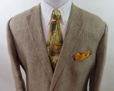 Chaqueta Blazer Abrigo Deportivo Jos.A.Bank 1905 Para Hombres Lino Puro Marrón Sólido 48 R Usado en Excelente Condición Foto 1 de 4