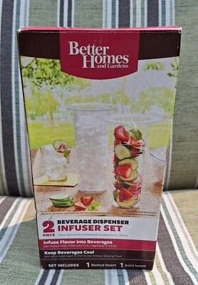 Better Homes and Gardens 2-piece Beverage Dispenser Infuser Set Fruit Tea Health - Image 1 of 4