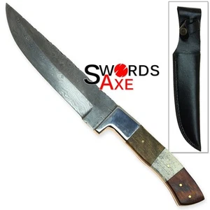 Cuchillo de caza Damasco forjado rendimiento triple raya mango de madera de lobo rebelde - Imagen 1 de 1