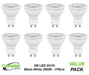 Crompton 5W LED GU10 Globes Bulbs Lamps 240V Warm White 3000K 370Lm Wide Beam - Picture 1 of 6