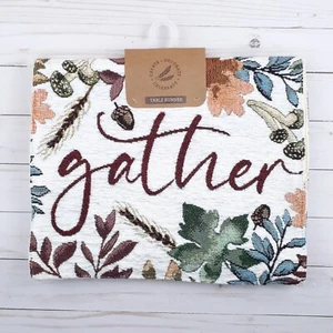 Fall Tapestry Table Runner 13x72 Gather Multi Colored Leaves - Picture 1 of 3