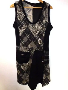 WOMENS DRESS STELLA MULTI PATTERNED KNIT POCKET 14 BLACK AND WHITE - Picture 1 of 9