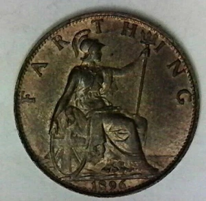 1896 Great Britain Farthing. Very nice red/br coin. Includes free shipping US. - Picture 1 of 3