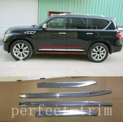 Cubierta protectora de puerta moldeada carrocería lateral cromada 4 piezas para Infiniti QX80 ABS 2015-2021 Foto 1 de 4