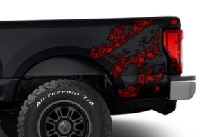 Rear Quarter Panel Graphic Kit Decal for Ford F-250 F-350 17-19 RED SKULLS - Picture 1 of 2