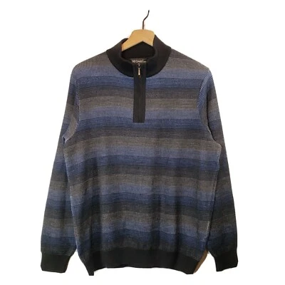 RARO! Suéter USA St. Croix Para Hombre (M) Azul Negro Gris 1/4 Cremallera 100% Lana PRÍSTINO Foto 1 de 4