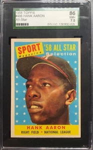 1958 TOPPS Baseball Card #488 HANK AARON All Star HOF Braves SGC 7.5 NM+ - Picture 1 of 2