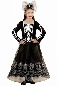 CARNEVALE HALLOWEEN COSTUME SKELETRIA 8/10 ANNI - Foto 1 di 1