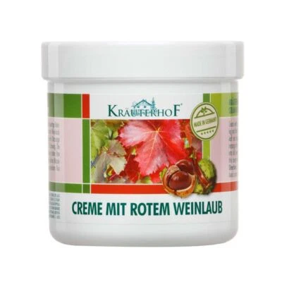 ASAM KOSMETIK Kräuterhof Creme mit rotem Weinlaub, Beine Füße Balsam Lotion, 250 ml
