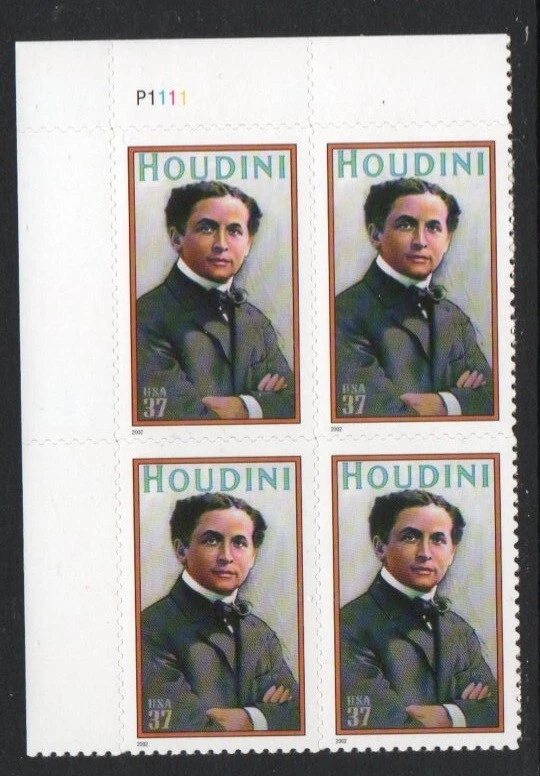 ALLY'S STAMPS US Plate Block Scott #3651 37c Houdini MNH - F/VF [STK] - Image 1 of 1