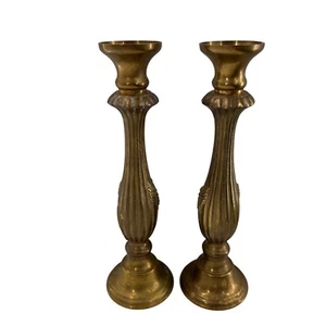 Vintage Pair Brass Candle Holders Angel Cherub Design 10" Christmas Retro Gold b - Picture 1 of 10