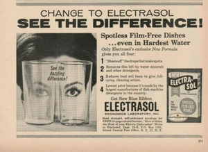 1964 Electrasol Vintage Print Ad 1960s New Formula Spotless Film Free Dishes - Picture 1 of 1
