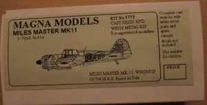 MAGNA MODELS 1/72 Scale MILES MASTER MKII KIT No 1772 Complete/Unused - Picture 1 of 11