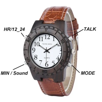 Wood English Talking Watch for Blind Person Visually Impaired Elderly People - Image 1 of 4