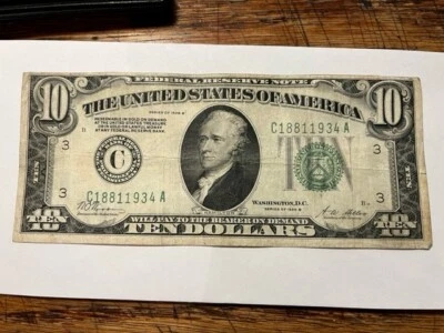 1928-B 10 Dollar FRN/Gold on Demand/Philadelphia VF #15142 - Image 1 of 4