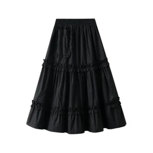 Rock Frühling Damen High Waist Schlankmacher A-Linien Rock Weiß Langer Rock Halb - Bild 1 von 14