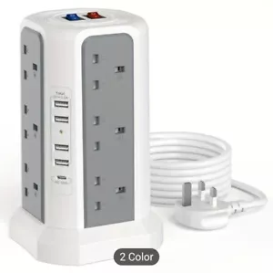 Tower Extension Lead with USB Slots and PD 18W USB C Fast Charger (13A 3250W) . - Picture 1 of 7