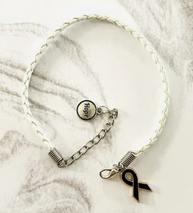 Set Of 6 Fundraiser Black  Melanoma Cancer Awareness Faux Leather Bracelets 7-9" - Picture 1 of 4