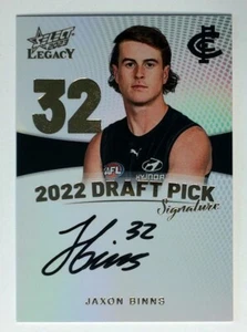 Selección de draft Select AFL Legacy 2023 firma oro Jaxon Binns Carlton 42/90 - Imagen 1 de 3