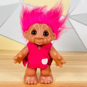 Dam Trolls GIRL TROLL - 7" Troll Doll Pink Hair - Vintage 1988 Thomas Damm - Picture 1 of 12