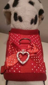Arnés blandos arnés de pecho arnés de perro rojo estampado collar XS-M cachorros - Imagen 1 de 27