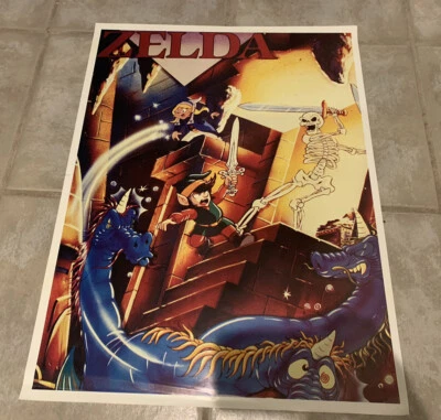 Vintage 1989 Zelda Poster Print Nintendo Stalfos & Glecook RARE UNOFFICIAL 17x23 - Image 1 of 4