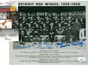 Autographed Gordie Howe Delvecchio kelly Pronovost 1959-60 TEAM PHOTO 8X10 JSA - Picture 1 of 3