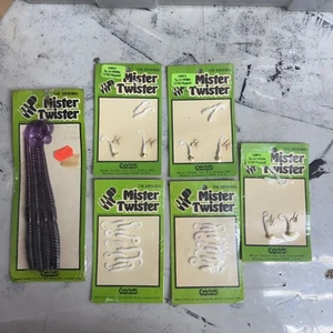 Lot Vintage Fishing 6 Packs Mr. Twister Vintage Rubber Fishing Lures & Swivels - Picture 1 of 3