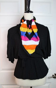 VTG Unknown Brand Polka Dots Stripes Multicolor Print Square Scarf 31" Gauzy Fab - Picture 1 of 3