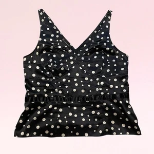 vintage y2k black polka dot silk rockabilly pinup grunge babydoll tank top 14 - Picture 1 of 9