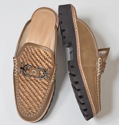 Donald J Pliner Hampton tejido abierto + mula de gamuza en silla de montar tostado para mujer talla 9,5 Foto 1 de 4