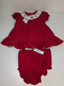 New GOODLAD Smocked Red Christmas Corduroy Dress Size 12M Gingerbread Oldstock - Picture 1 of 8