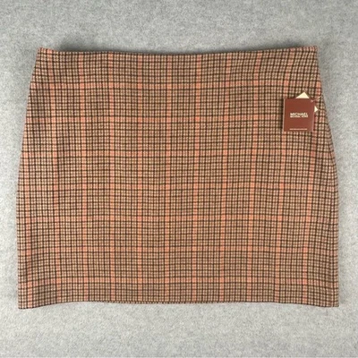 Michael Kors Y2K 2004 Skirt Women SZ 16 Plaid Wool Blend NEW Lined Fall Holiday - Image 1 of 4